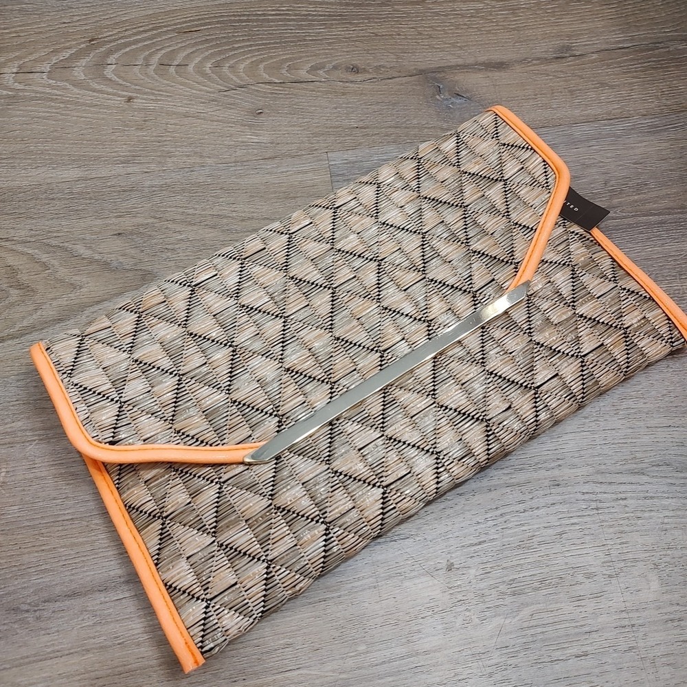 The Limited Women's Woven Chevron Envelope Flap Crossbody Clutch Chain Bag